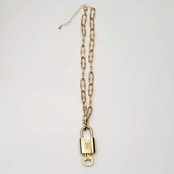 Authentic Louis Vuitton Lock & Key with Unbranded Gold Plated Chain Necklace - Picture 9 of 12